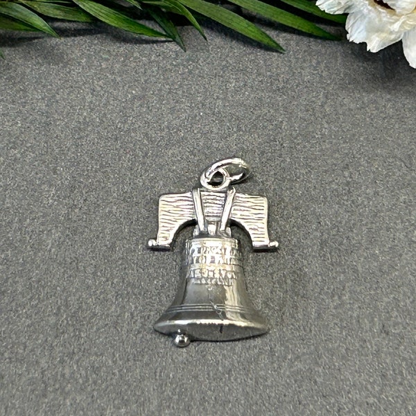 Liberty Bell Charm, Liberty Bell Pendant, Patriotic Charm, Sterling Silver Charm, Freedom Charm, Sterling Silver Pendant