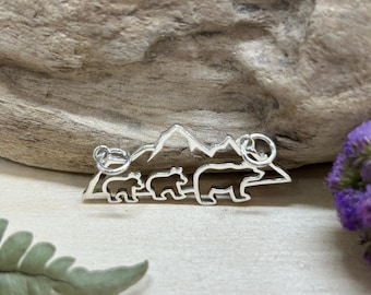 Mama and Baby Bear Charm, Sterling Silver Mama and 2 Baby Bear Pendant, Baby and Mama Bear Charm Set, Baby Bear, Mama Bear, Bear Pendant