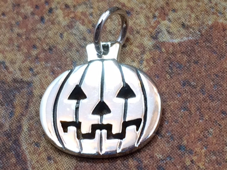 Pumpkin Charm, Jack O Lantern Charm, Halloween Charm, Sterling Silver ...