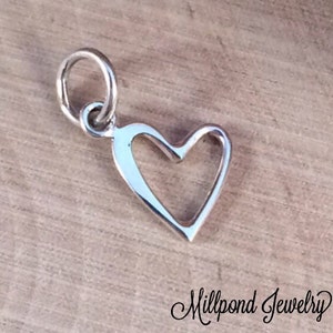 Heart Charm, Heart Pendant, Small Open Heart Charm, Silver Heart Charm, Heart Cut Out Charm, Sterling Silver Charm, TINY Charm