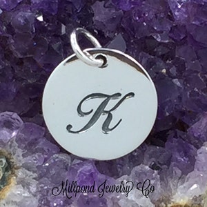 Alphabet Charm, Letter Charm, K Charm, Letter K Charm, Script Letter Charm, Sterling Silver Charm