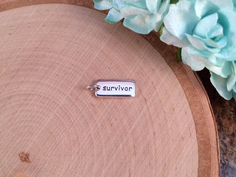 Word Tag Survivor Pendant Cancer Survivor Charm Cancer Survivor Jewelry Sterling Silver PS01155 Word Charm Survivor Charm