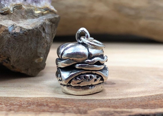 Double Cheeseburger Charm Sterling Silver Double Cheeseburger Charm Sterling Silver
