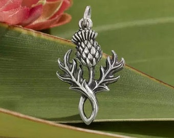 Sterling Silver Thistle Charm, Thistle Charm, Thistle Pendant, Flower Charm, Garden Charm, Outdoor Charm, Sterling Silver Charms