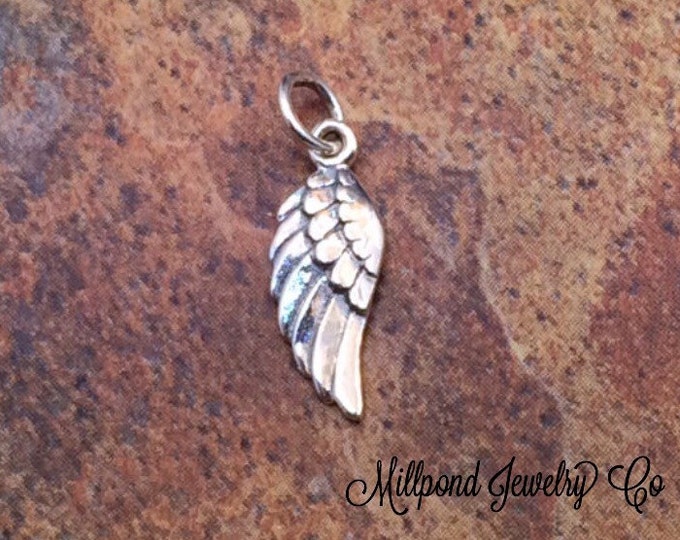 Angel Wing Charm SMALL Angel Wing Pendant Sterling Silver Etsy
