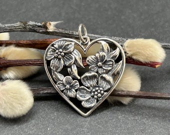 Mixed Metal Flaming Heart Pendant With Sword, Sterling