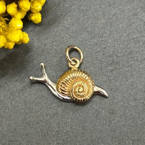 Mixed Metal Snail Charm, Snail Charm, Sterling Silver Snail Charm, Snail Pendant, Sterling Silver Charms, Nature Charm