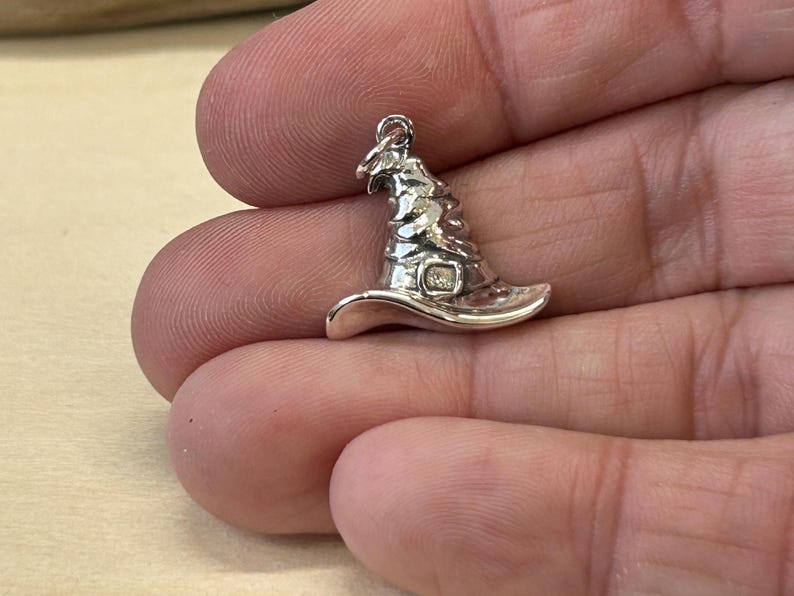 Sterling Silver Witch Hat Charm, Witch Hat Pendant, Witch Hat, Sterling ...