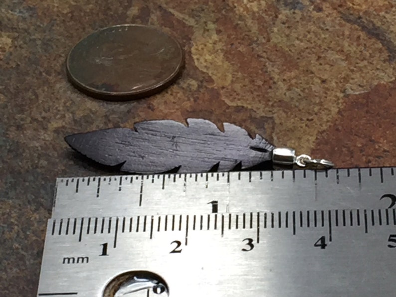 Feather Pendant Wood Feather Charm PS01653 Bird Pendant Bird Charm Sterling Silver Feather Charm Nature Charm