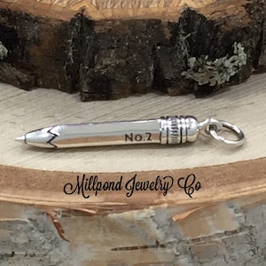 Pencil Charm, #2 Pencil Charm, School Charm, Teacher Charm, Student Charm, Sterling Silver Charm, Teacher Appreciation