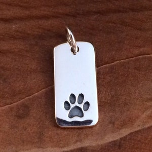 Sterling Silver Paw Print Tag Charm, Paw Charm, Paw Print Charm, Dog Lover Charm, Dog Lover, Sterling Silver Charm, PS0193 image 2