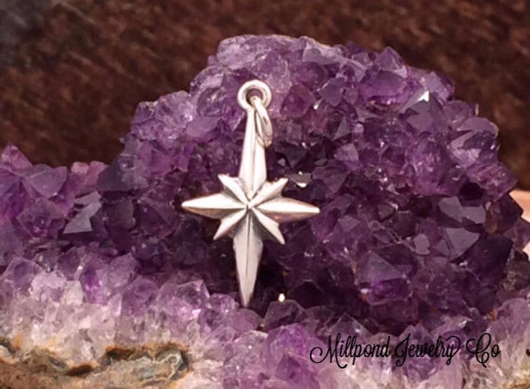North Star Charm, Star Charm, North Star Pendant, Sterling Silver Cha…