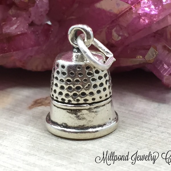 Thimble Charm, Sewing Charm, Seamstress Charm, Sterling Silver Charm, PS0682