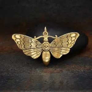 Moth Charm, Deaths Head Moth Charm, Skull Charm, Natural Bronze, Goth Charm, Gothic Jewelry, Bronze Moth Charm, Moth Pendant