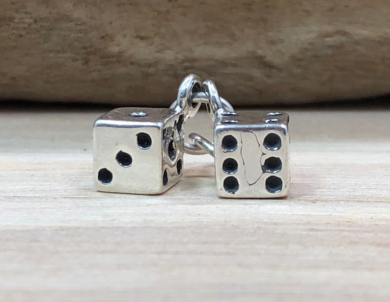 Dice Charm, Roll The Dice Charm, Poker Charm, Gambling Charm, Gamble Charm, Las Vegas Charm, Casino Charm, Sterling Silver 画像 1