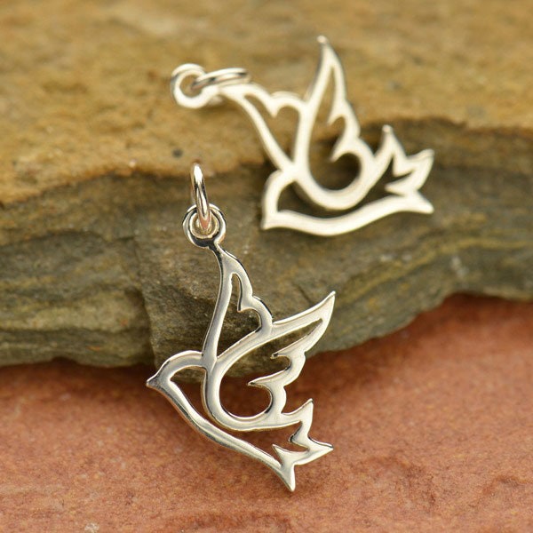 Dove Charm, Dove Pendant, Peace Dove Charm, Peace Dove Pendant, Sterling Silver Charm, Peace Charm, Sterling Silver Pendant, PS01105