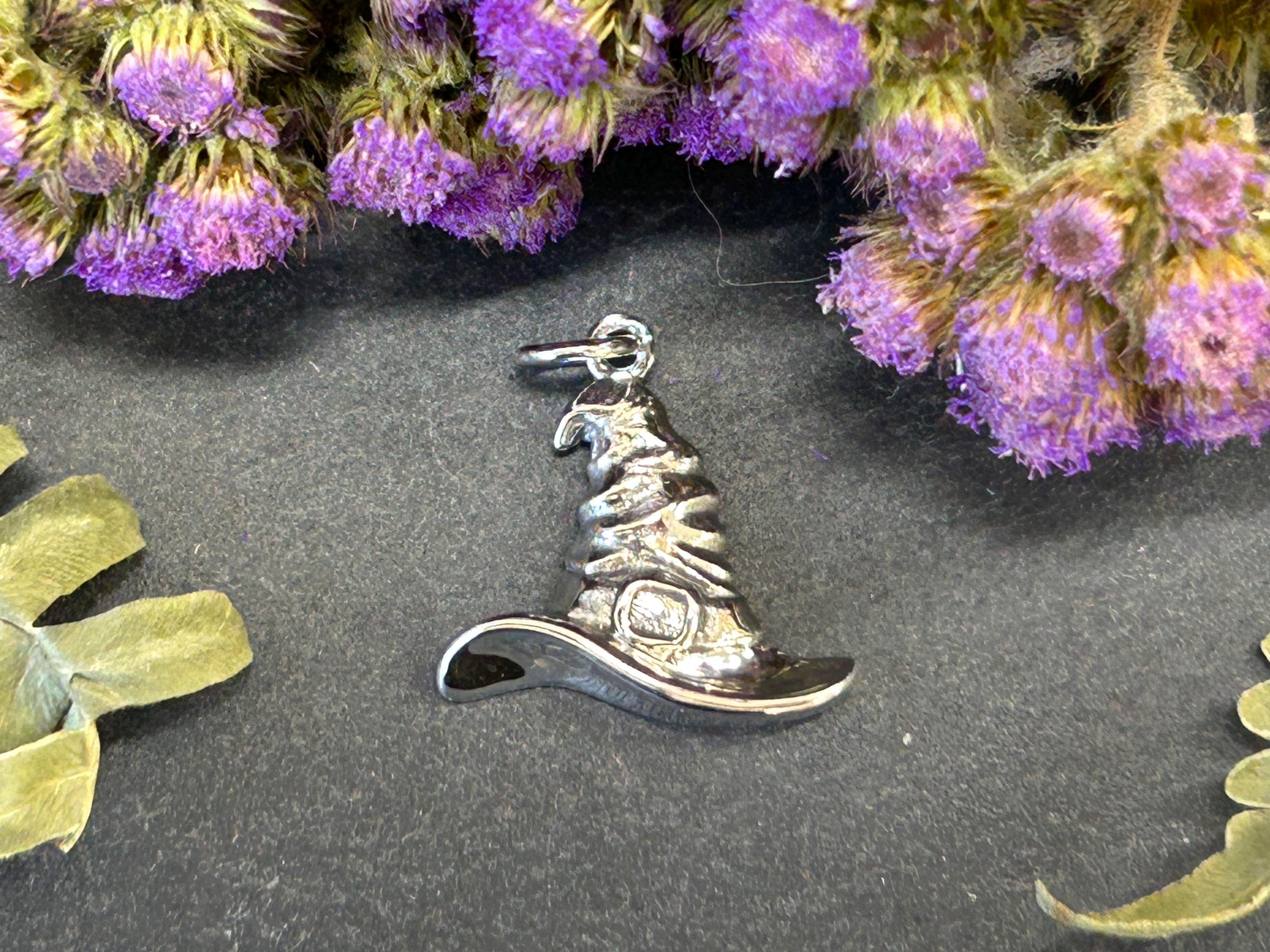 Sterling Silver Witch Hat Charm, Witch Hat Pendant, Witch Hat, Sterling ...