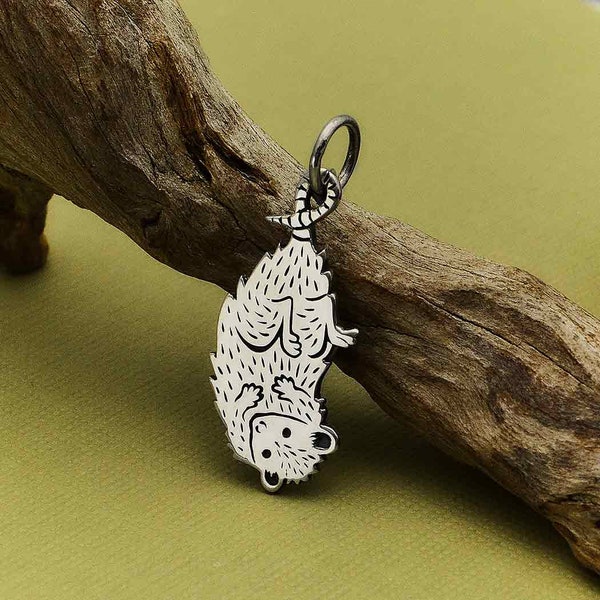 Opossum Charm, Possum Charm, Possum Pendant, Opossum Pendant, Sterling Silver Charm, Realistic Opossum Charm, Sterling Silver Charm