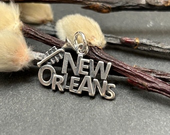 New Orleans Charm, Mardi Gras Charm, Bourbon/Canal Street Charm, Louisiana Charm, New Orleans Charm, Sterling Silver