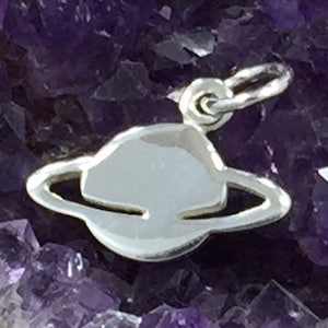 Saturn Charm, Planet Charm, Outer Space Charm, Galaxy Charm, Sterling Silver, Space Charm, PS01385