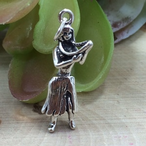Hula Dancer Charm, Hula Dancer Pendant, Hawaii Charm, Hawaii Pendant,  Sterling Silver Charm, Sterling Silver Pendant, PS0627