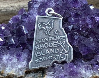 Rhode Island Charm, Rhode Island Pendant, Rhode Island State Charm, Sterling Silver Rhode Island Charm, Providence Charm, Newport Charm