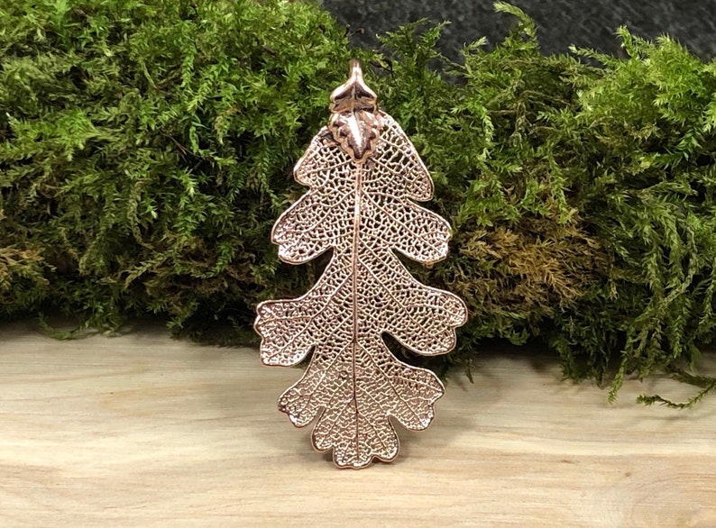 Nature Pendant Leaf Pendant Rose Gold Oak Leaf Rose Gold Dipped Oak Leaf Pendant Oak Leaf Pendant