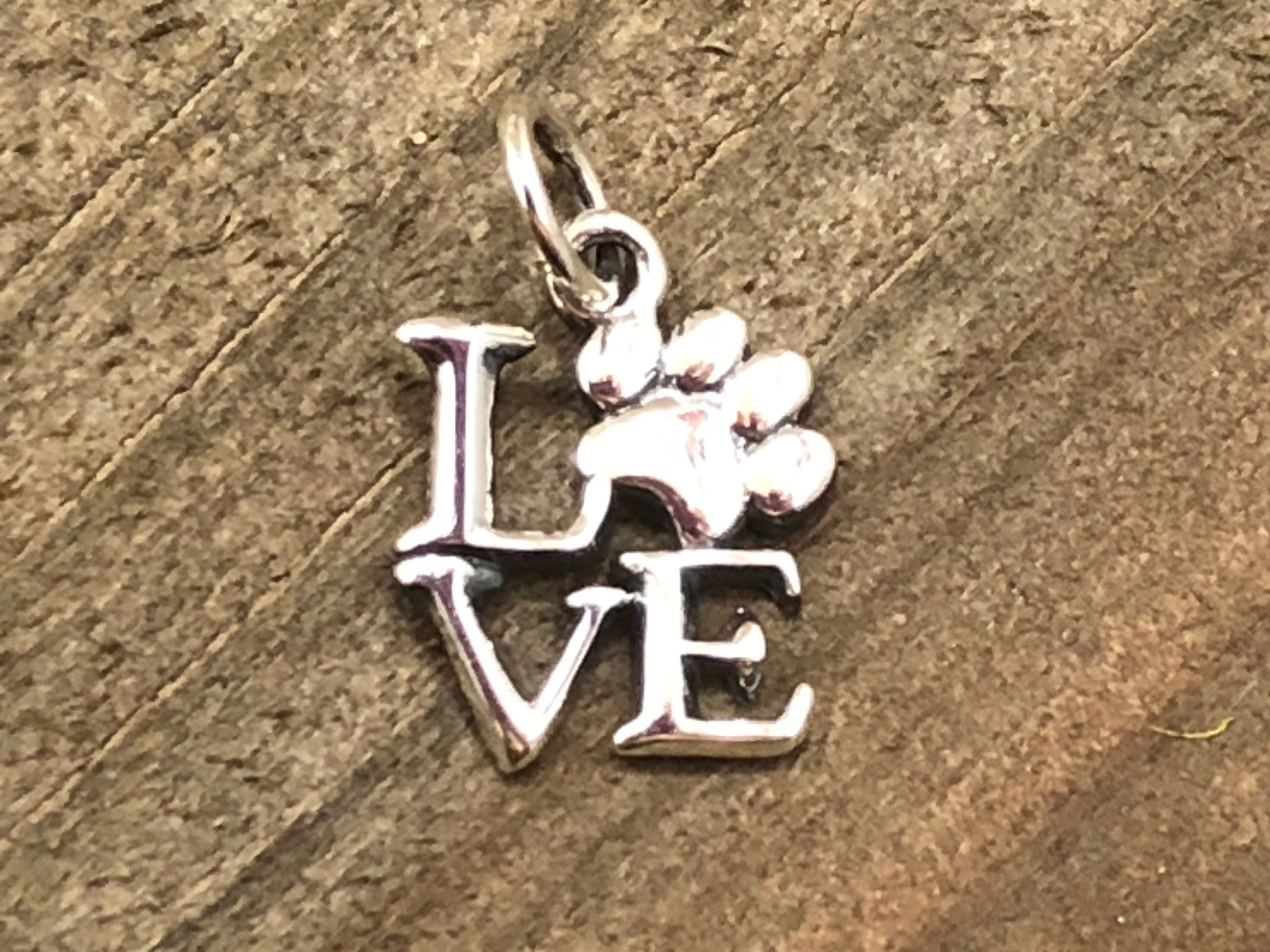 Sterling Silver Love Charm With Paw Print Paw Print Charm - Etsy Sterling Silver Love Charm With Paw Print Paw Print Charm - Etsy