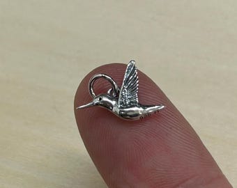 Hummingbird Charm, Hummingbird Pendant, Sterling Silver Hummingbird Charm, Bird Charm, Bird Pendant, Jewelry Supplies