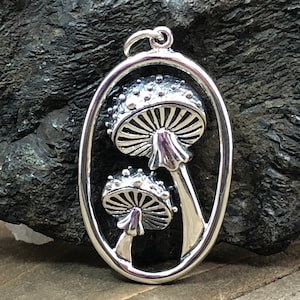 Sterling Silver Agaric Mushroom Pendant, Sterling Silver Mushroom Charm, Nature Charm, Woodland Charm, Sterling Silver Mushroom