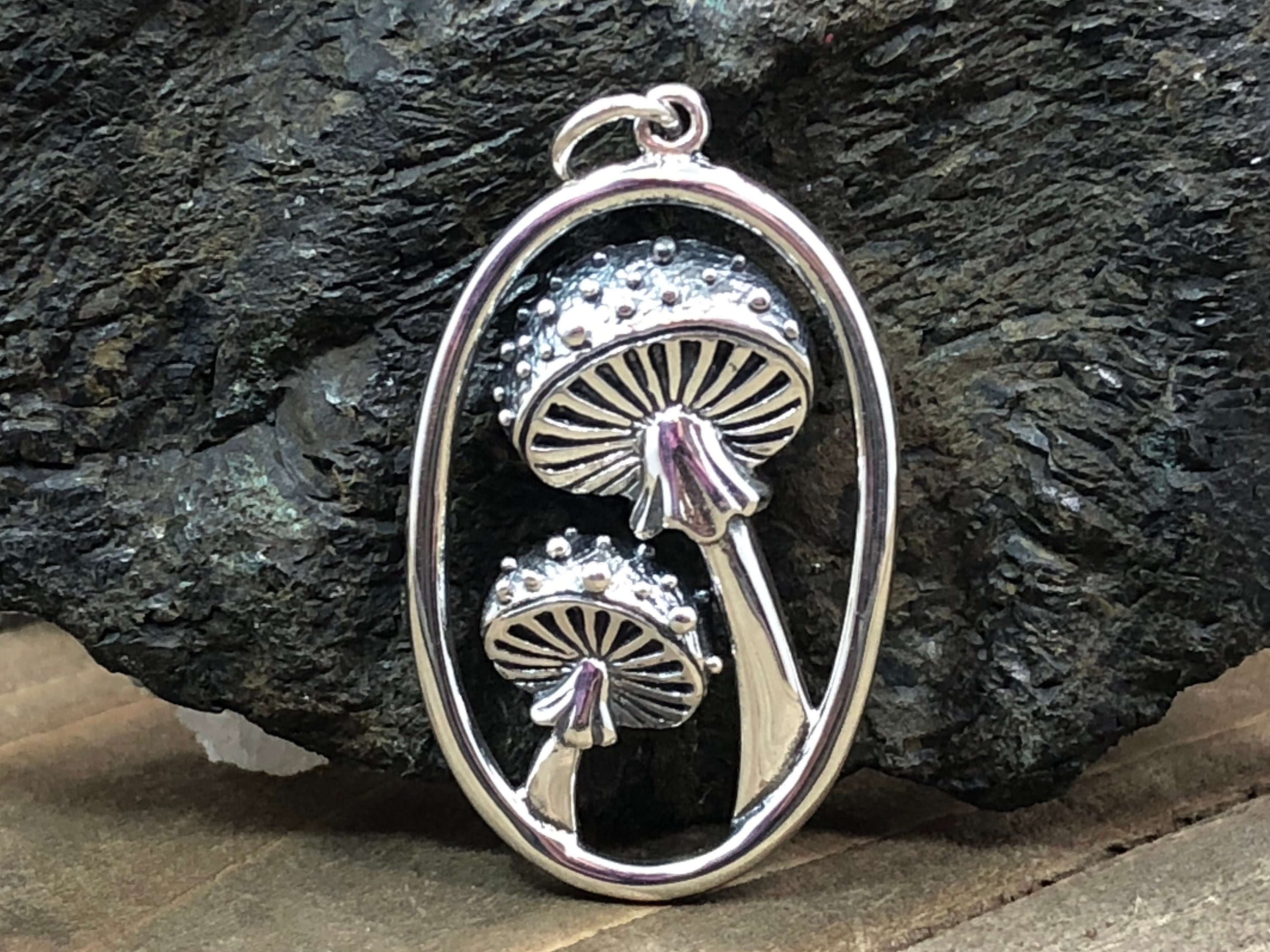 Sterling Silver Agaric Mushroom Pendant Sterling Silver Etsy