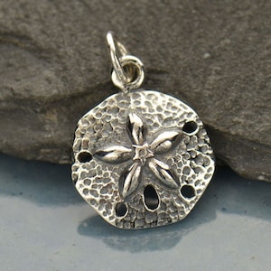 Sand Dollar Charm, Sand Dollar Pendant, Sterling Silver Sand Dollar, Beach Charm, Beach Pendant, Ocean Charm, Ocean Pendant, PS0108