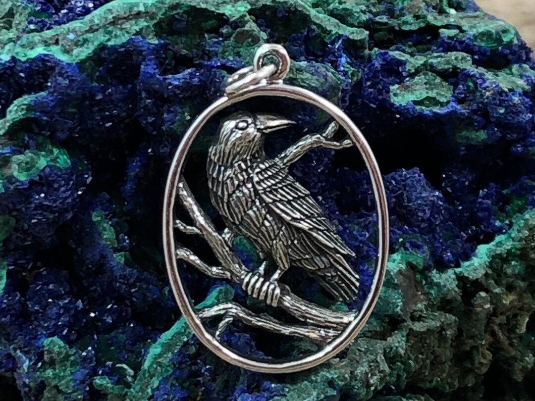 Sterling Silver Raven Charm Sterling Silver Raven Pendant in Etsy