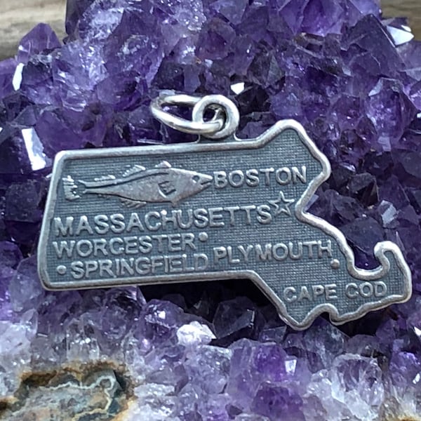 Massachusetts Charm, Massachusetts Pendant, Massachusetts State Charm, Sterling Silver Massachusetts Charm, Worcester Charm, Boston Charm