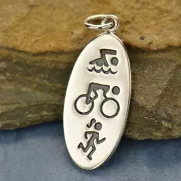 Swim Bike Run Charm, Triathlete Charm, Athlete Charm, Exercise Charm, PS01272