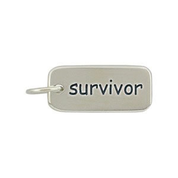 Survivor Charm, Survivor Pendant, Cancer Survivor Charm, Cancer Survivor Jewelry, Word Tag, Word Charm, Sterling Silver, PS01155