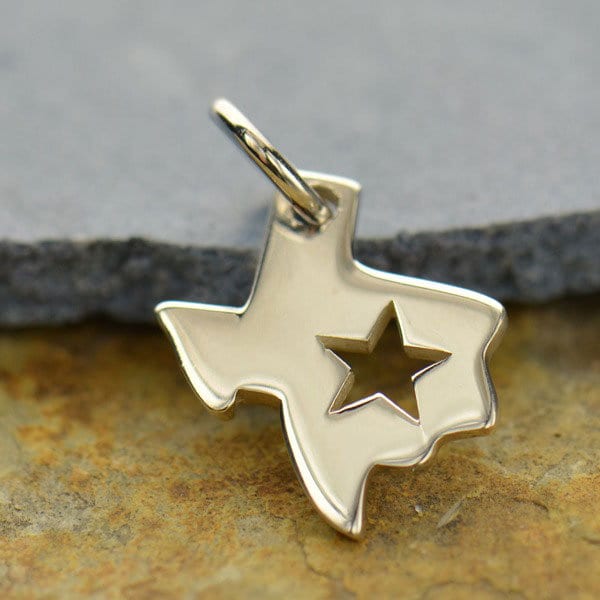 Texas Charm, Texas Star Charm, Texas Pendant, Lone Star State, Sterling Silver Charm, TINY, PS01407