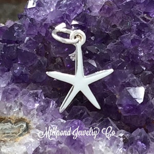 Starfish Charm, TINY Starfish Pendant, Sea Star Charm, Sterling Silver Charm, Ocean Charm, Beach Charm, Beach Wedding Charm, PS01453