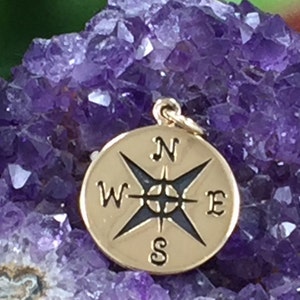 Compass Charm, Compass Pendant, Natural Bronze Charm, Bronze Compass, Necklace Charm, Nautical Charm, LARGER Size, PB0175