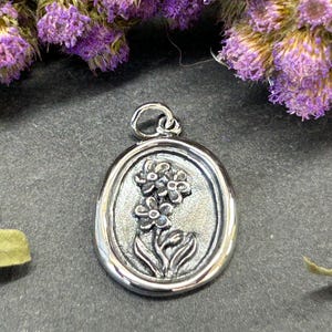 Sterling Silver Wax Seal Forget Me Not Charm, Forget Me Not Charm, Flower Charm, Flower Pendant, forget Me Not Pendant