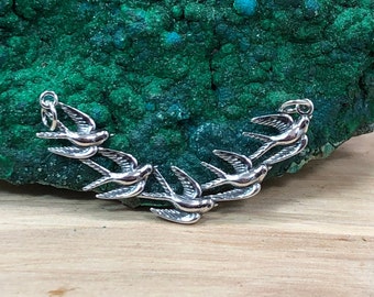Sterling Silver Flock of Birds Pendant Festoon, Sterling Silver Birds Charm, Flock of Birds Pendant, Bird Charm, Flock of Birds