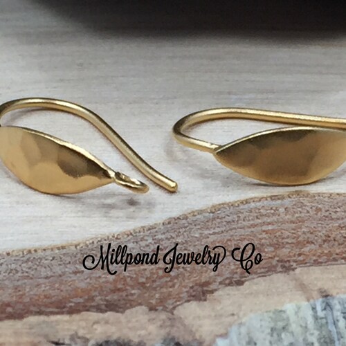 Ear Wires Gold Ear Wires Earwires Gold Hammered Oval Hook - Etsy