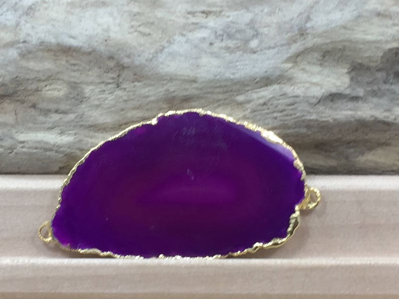 Gold Plated Geode Connector Dyed Geode Druzy Connector PG2614M Occo Agate Connector Stalactite Connector Oco Connector Pink