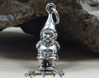 Garden Gnome Charm, Gnome Charm, Garden Charm, Sterling Silver Charm, Gardening Charm, Gardener Charm, Gardener Gift