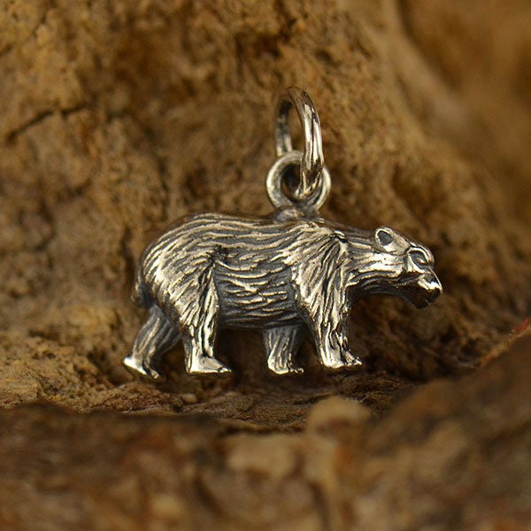 Bear Charm Bear Pendant Sterling Silver Charm Realistic Bear Charm California Charm PS01366 Etsy