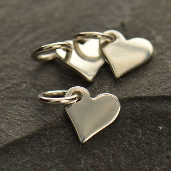 Small Heart Charm, Heart Pendant, Tiny Heart Charm, Flat Heart Charm,Sterling Silver Heart Charm, Sterling Silver Heart Pendant, PS01110