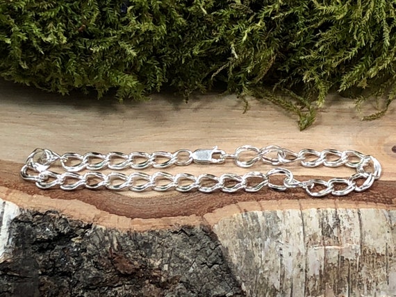 Sterling Silver Bracelet, Sterling Silver Charm Bracelet, Double