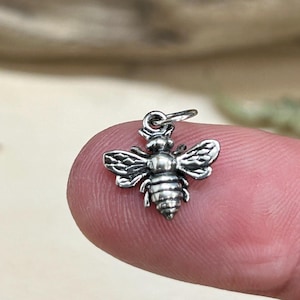 Bee Charm, Bee Pendant, Honeybee Charm, Sterling Silver Charm, Sterling Silver Pendant, TINY
