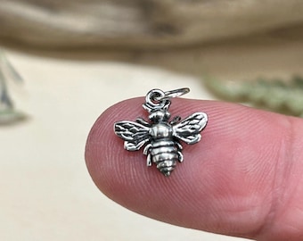 Bee Charm, Bee Pendant, Honeybee Charm, Sterling Silver Charm, Sterling Silver Pendant, TINY