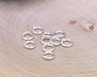 Hard Snap Jump Rings, Locking Jump Rings, Jump Rings, Sterling Silver Jump Rings, 6mm, 10 Pieces